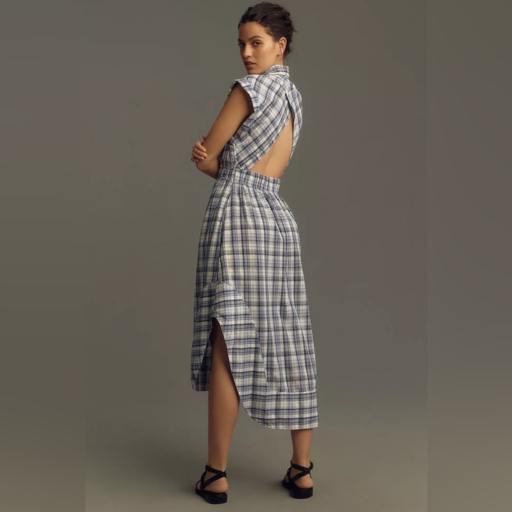 Pilcro Tie-Front Tunic Top Dress Blue Motif - Picture 4 of 15
